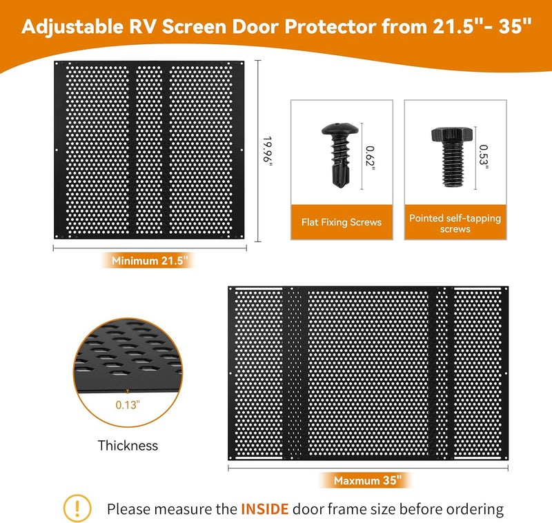 RVZONE RV Screen Door Protector Adjusts from 21.5"- 35", RV Entry Screen Door Grille Adjustable Screen Defender for RV Door Camper Screen Door Protector for Dogs Kids - Image 3